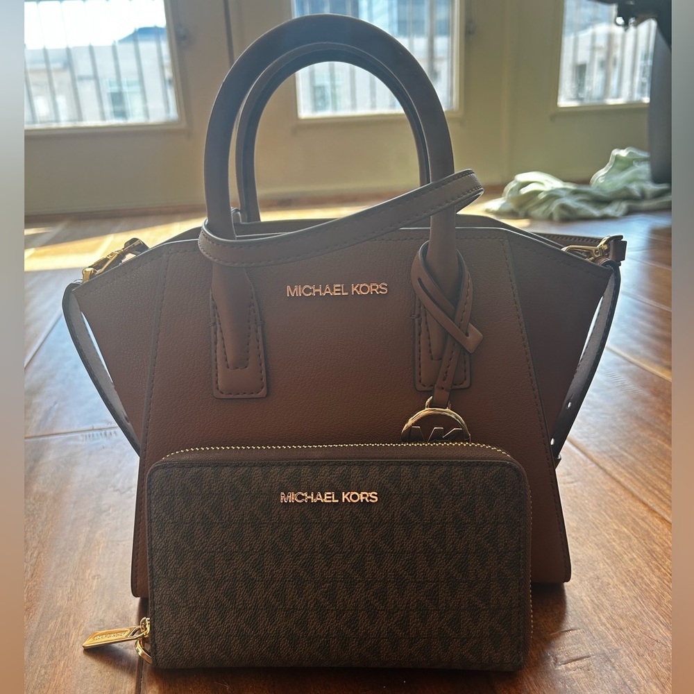 Michael Kors Avril Small Pebbled Leather Satchel & Wallet